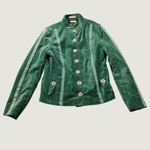 RuffHewn Jacket Womens Small Green Velvet Button Front Academic  Style